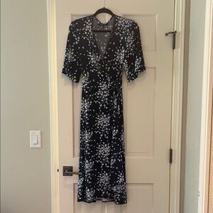 BCBGMaxAzria Blue and White Floral Maxi Dress